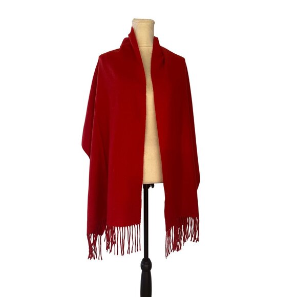 Christian Dior Écharpes Red Acrylic Cashmere Fringe Shawl Wrap L75 X 20 Inches - Picture 1 of 7